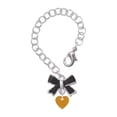 thumbnail image 1 of Delight Jewelry Acrylic 5/16" Goldtone Heart - Silvertone Black Bow Charm Accessory for Tumblers and Thermal Cups, 1 of 4