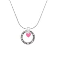 thumbnail image 1 of Delight Jewelry Acrylic 5/16" Hot Pink Heart Silver-tone You Mean the World to Me Ring Necklace, 18", 1 of 4
