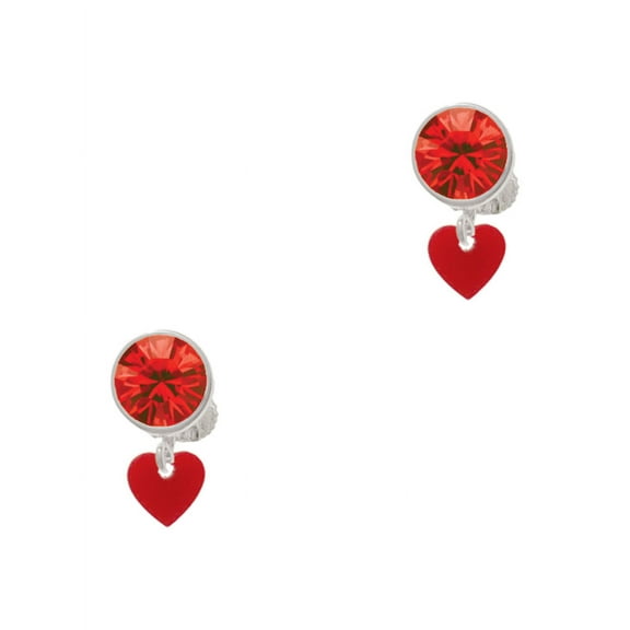 Delight Jewelry Acrylic 5/16" Maroon Heart Red Crystal Clip on Earrings