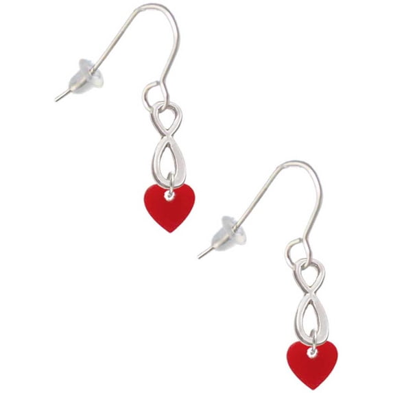 Delight Jewelry Acrylic 5/16" Maroon Heart Silver tone Infinity French Earrings