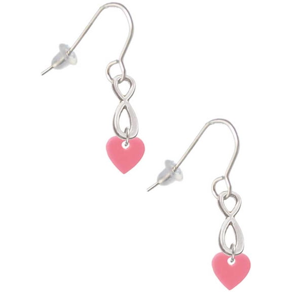 Delight Jewelry Acrylic 5/16" Pink Heart Silver tone Infinity French Earrings