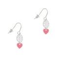 thumbnail image 1 of Delight Jewelry Acrylic 5/16" Pink Heart Silvertone Leaf French Earrings, 1 of 5