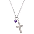 thumbnail image 1 of Delight Jewelry Acrylic 5/16" Purple Heart Be Strong and Courageous Engraved Cross Zoey Necklace, 28", 1 of 4