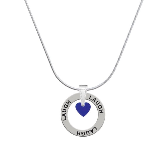 Delight Jewelry Acrylic 5/16" Royal Blue Heart Laugh Ring Charm Necklace, 18"