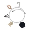 thumbnail image 1 of Delight Jewelry Acrylic 7/8" Disc Black Multi-Colored Crystal Love Charm Bracelet, 1 of 5