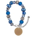 thumbnail image 1 of Delight Jewelry Acrylic 7/8" Disc Goldtone Blue Paw Print Bead Bracelet, 7"+2", 1 of 4
