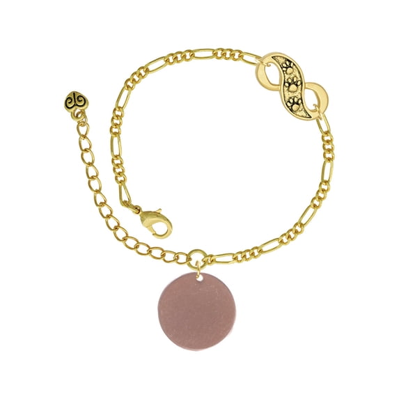 Delight Jewelry Acrylic 7/8" Disc Rose Goldtone Gold-tone Paw Infinity Link Chain Bracelet, 6"+2" Extender