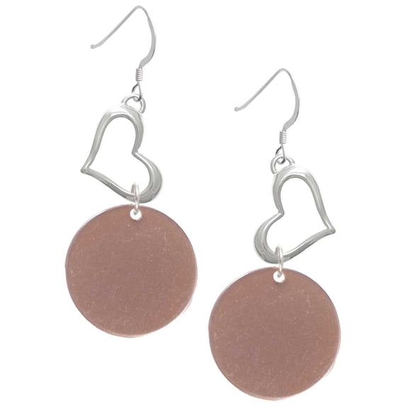 Delight Jewelry Acrylic 7/8" Disc Rose Goldtone Open Heart French Earrings