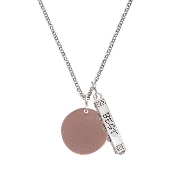Delight Jewelry Acrylic 7/8" Disc Rose Goldtone Silvertone Best Friends Forever Bar Charm Necklace, 23"