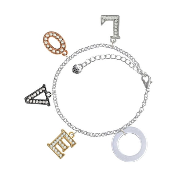 Delight Jewelry Acrylic 7/8" Ring Imitation Pearl Multi-Colored Crystal Love Charm Bracelet