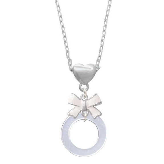 Delight Jewelry Acrylic 7/8" Ring Imitation Pearl White Bow Heart Necklace