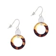thumbnail image 1 of Delight Jewelry Acrylic 7/8" Ring Mixed Brown and Yellow Silvertone Leaf French Earrings, 1 of 5