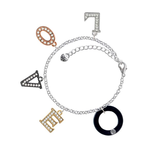 Delight Jewelry Acrylic 7/8" Ring with 4mm Crystal Black Multi-Colored Crystal Love Charm Bracelet