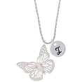 thumbnail image 1 of Delight Jewelry Acrylic Cut Out Butterfly Mirror Silvertone Script Initial Disc - I - Charm Necklace, 20"+3", 1 of 4