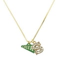 thumbnail image 1 of Delight Jewelry Acrylic Green Cheer Megaphone - Large Goldtone Crystal Initial - S - Charm Necklace, 17.5"+2", 1 of 4