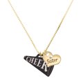 thumbnail image 1 of Delight Jewelry Acrylic Large Black Cheer Megaphone - Large Goldtone Sister Heart Charm Necklace, 17.5"+2" Extender, 1 of 5