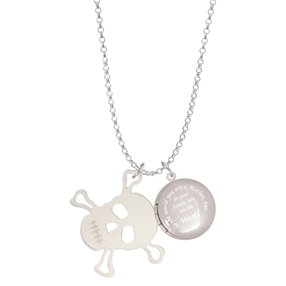 Delight Jewelry Acrylic Large Clear Skull To the World You are a Mother Locket Necklace