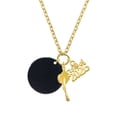 thumbnail image 1 of Delight Jewelry Acrylic Large Disc Black - Gold-tone Class of 2026 Graduation Zoey Charm Necklace, 28", 1 of 4