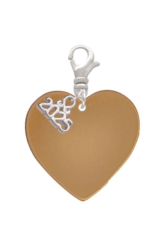 Acrylic Large Gold-tone Heart - Silver-tone Clip on Charm with Mini Year 2025