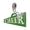 Delight Jewelry Acrylic Large Green Cheer Megaphone Silvertone Rope