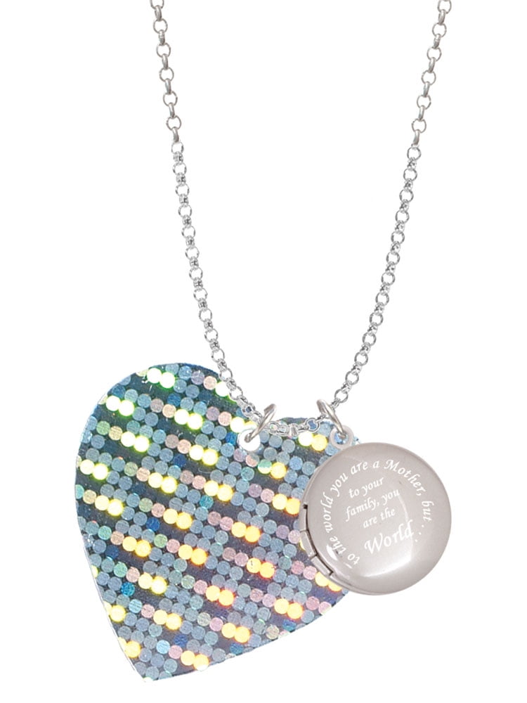 Delight Jewelry Acrylic Large Hologram Heart To the World You are a Mother Locket Necklace