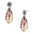 thumbnail image 1 of Delight Jewelry Acrylic Large Leaf Mixed Brown and Yellow - Two-tone Daisy Flower Post Earrings, 1 of 4