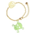 thumbnail image 1 of Delight Jewelry Acrylic Large Lime Green Skull Gold-tone Flower Link Chain Bracelet, 6.75"+2" Extender, 1 of 4