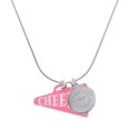 thumbnail image 1 of Delight Jewelry Acrylic Large Pink Cheer Megaphone - Silvertone Engraved Congrats Class of 2026 Charm Necklace, 18", 1 of 4