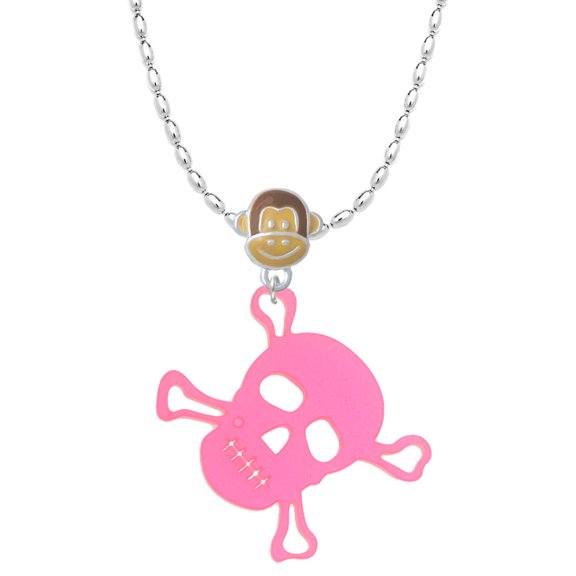 Delight Jewelry Acrylic Large Pink Skull Mia Monkey Charm Necklace