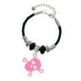 thumbnail image 1 of Delight Jewelry Acrylic Large Pink Skull Sister Celtic Knot Leather Bead Bracelet, 7"+2" Extender, 1 of 4