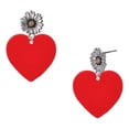 thumbnail image 1 of Delight Jewelry Acrylic Large Red Heart - Two-tone Daisy Flower Post Earrings, 1 of 4
