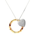 thumbnail image 1 of Delight Jewelry Acrylic Large Ring with 4mm Crystal Mixed Brown and Yellow - Silver Plated Engraved Cor Cordium Heart Locket Necklace, 17.5"+2" Extender, 1 of 4