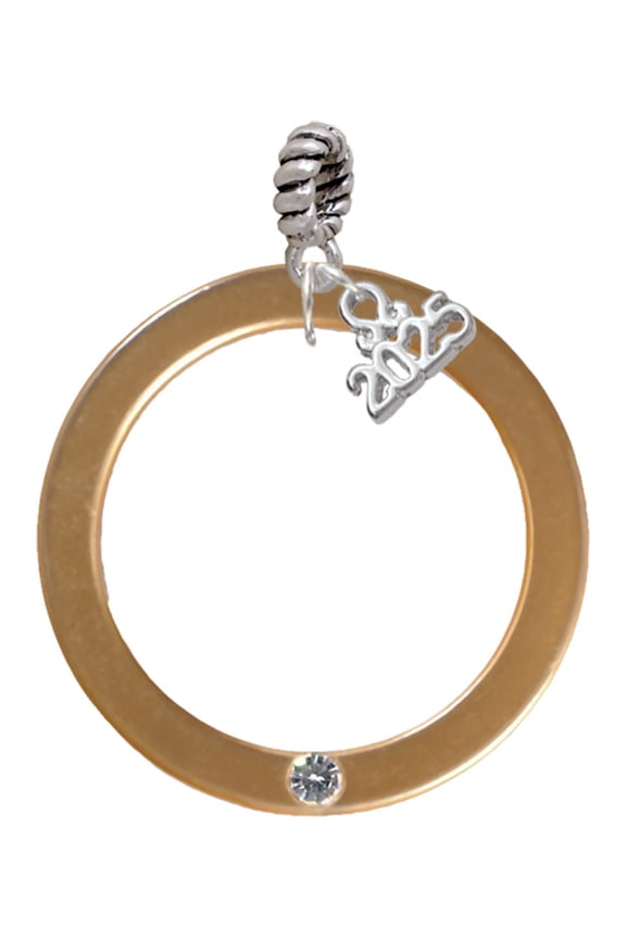 Acrylic Large Ring with 4mm Gold-tone Crystal - Silver-tone Rope Charm Bead Dangle with Mini 2025