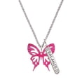 thumbnail image 1 of Delight Jewelry Acrylic Medium Cut Out Butterfly Magenta Silvertone Balance Bar Charm Necklace, 23", 1 of 4
