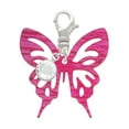 thumbnail image 1 of Delight Jewelry Acrylic Medium Cut Out Butterfly Magenta - Silvertone Clip on Charm with Clear Crystal Drop, 1 of 4