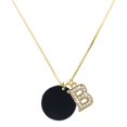 thumbnail image 1 of Delight Jewelry Acrylic Medium Disc Black - Large Goldtone Crystal Initial - B - Charm Necklace, 17.5"+2", 1 of 4