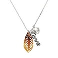 thumbnail image 1 of Delight Jewelry Acrylic Medium Leaf Mixed Brown and Yellow - Love and Lock Charm Necklace, 18"+1", 1 of 4