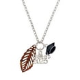 thumbnail image 1 of Delight Jewelry Acrylic Medium Leaf Pearly Brown - Silver-tone Class of 2025 Graduation Zoey Necklace, 28", 1 of 1