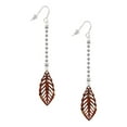 thumbnail image 1 of Delight Jewelry Acrylic Medium Leaf Pearly Brown - Silver-tone Long Sparkle Dangle French Earrings, 1 of 4