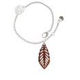 thumbnail image 1 of Delight Jewelry Acrylic Medium Leaf Pearly Brown Silver-tone Rose Link Chain Bracelet, 6.25"+1.75" Extender, 1 of 4