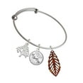 thumbnail image 1 of Delight Jewelry Acrylic Medium Leaf Pearly Brown Silvertone Let Things Go Tree Charm Bangle Bracelet, 1 of 4