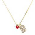 thumbnail image 1 of Delight Jewelry Acrylic Mini Maroon Heart - Large Goldtone Crystal Initial - B - Charm Necklace, 17.5"+2", 1 of 4