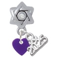 thumbnail image 1 of Delight Jewelry Acrylic Mini Purple Heart - Silver-tone Clear Star of David Charm Bead Dangle with Mini 2025, 1 of 4