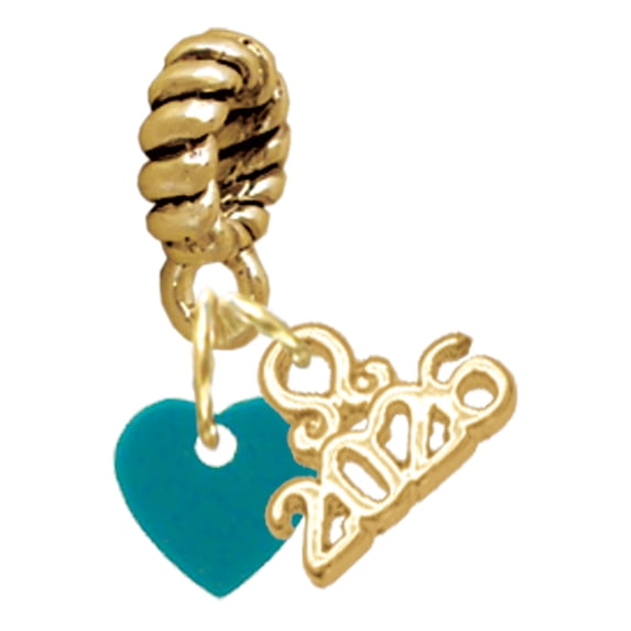 Delight Jewelry Acrylic Mini Teal Heart - Goldtone Plated Rope Charm Bead Dangle with Mini 2026