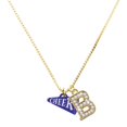 thumbnail image 1 of Delight Jewelry Acrylic Navy Cheer Megaphone - Large Goldtone Crystal Initial - B - Charm Necklace, 17.5"+2", 1 of 4