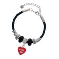 thumbnail image 1 of Delight Jewelry Acrylic Red "Cool Cat / Purr Fect" Heart Best Friend Celtic Knot Leather Bead Bracelet, 7"+2" Extender, 1 of 4