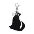 thumbnail image 1 of Delight Jewelry Acrylic Sitting Black Cat with Crystal Eyes - Silvertone Clip on Charm with Clear Crystal Drop, 1 of 4