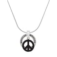 thumbnail image 1 of Delight Jewelry Acrylic Small Black Peace Sign Miracles Ring Charm Necklace, 18", 1 of 4