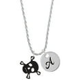thumbnail image 1 of Delight Jewelry Acrylic Small Black Skull Silvertone Script Initial Disc - A - Charm Necklace, 20"+3", 1 of 4