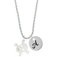 thumbnail image 1 of Delight Jewelry Acrylic Small Clear Skull Silvertone Script Initial Disc - A - Charm Necklace, 20"+3", 1 of 4